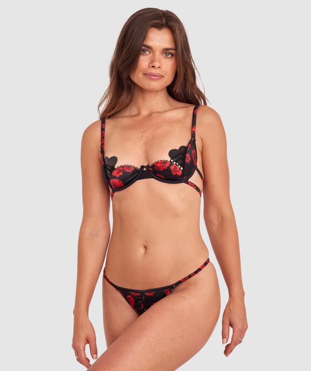 Night Games Rose Among Thorns Crotchless Knicker - Black