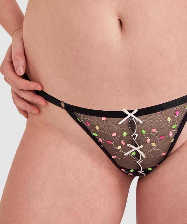 Night Games Turn Me On Unlined String Set - Black