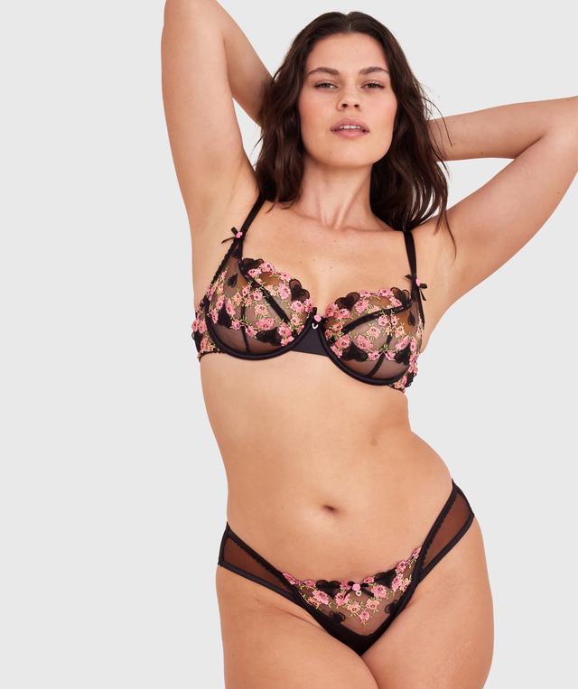 Enchanted Late Night Lovers High Leg Brazilian Knicker-Black / Multi