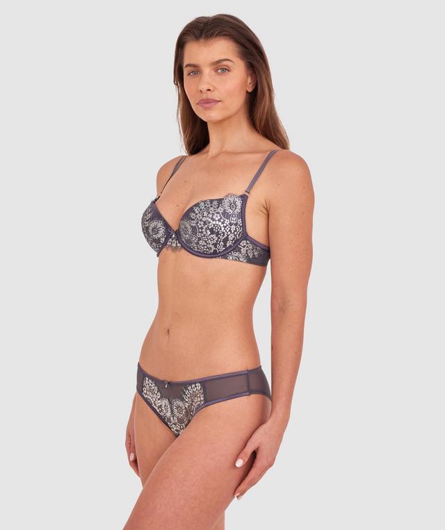 Silvia Brazilian Knicker - Dark Grey/Silver