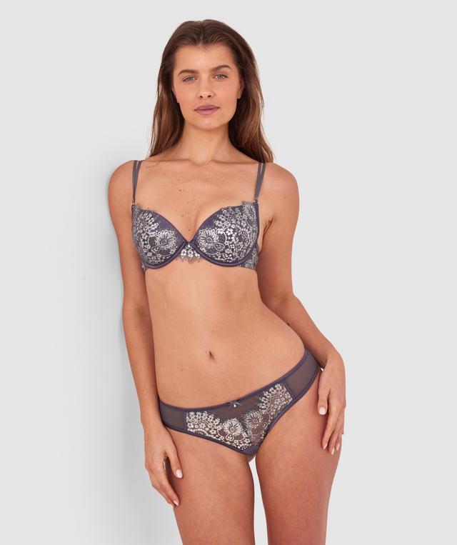 Silvia Brazilian Knicker - Dark Grey/Silver