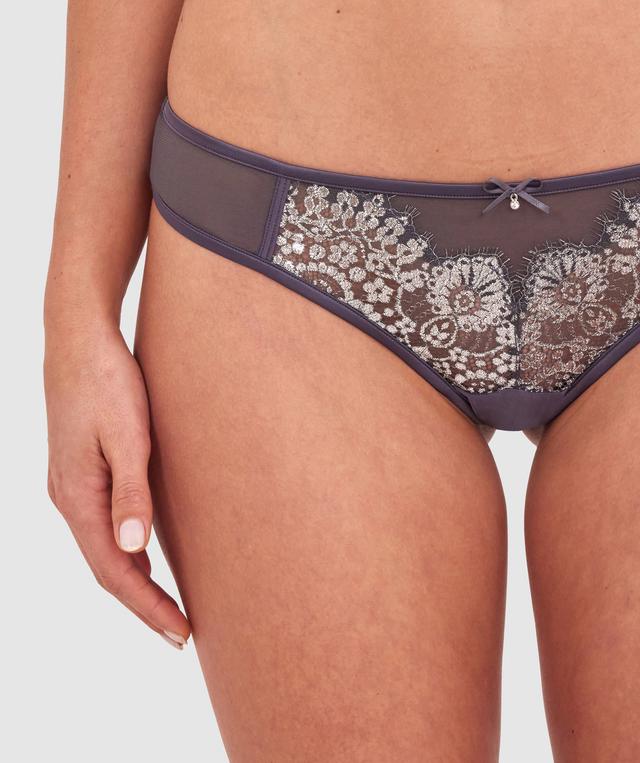 Silvia Brazilian Knicker - Dark Grey/Silver