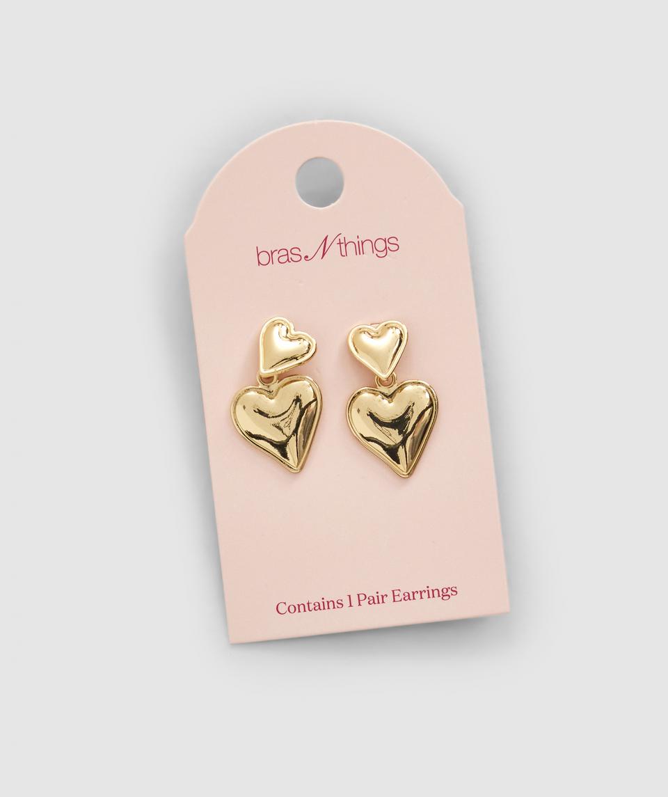 Double Heart Earring - Gold