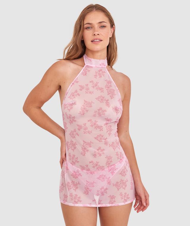 Night Games Rosy Secrets Slip - Print Floral/Pink