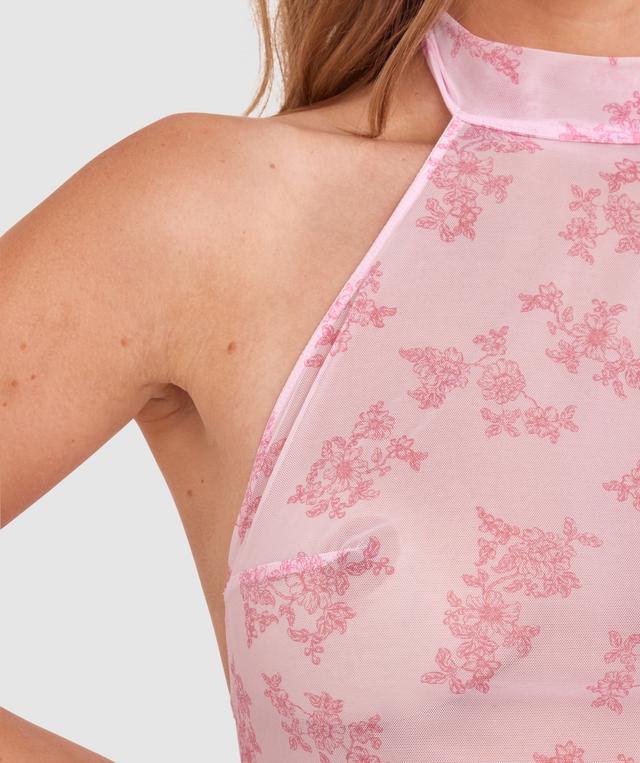 Night Games Rosy Secrets Slip - Print Floral/Pink
