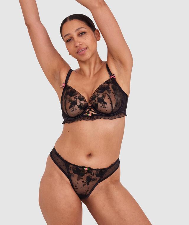 Enchanted Desdemona High Leg Brazilian Knicker - Black