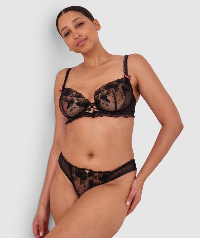 Enchanted Desdemona High Leg Brazilian Knicker - Black