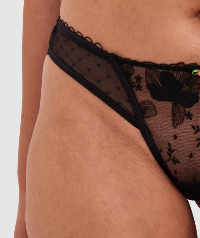 Enchanted Desdemona High Leg Brazilian Knicker - Black