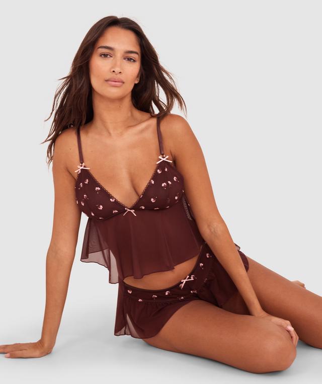 Budding Roses Cami - Dark Brown