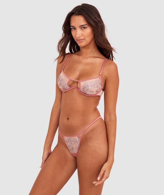 Night Games Bare All Unlined Delight & String Set - Rose/Lilac