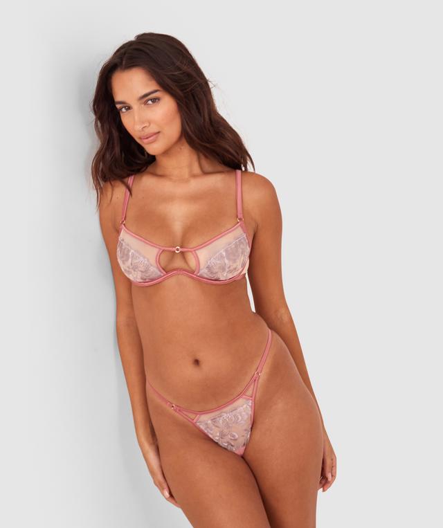 Night Games Bare All Unlined Delight & String Set - Rose/Lilac