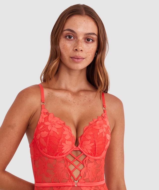 Ellie Contour Plunge Bodysuit - Light Red