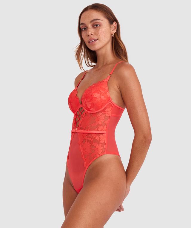 Ellie Contour Plunge Bodysuit - Light Red