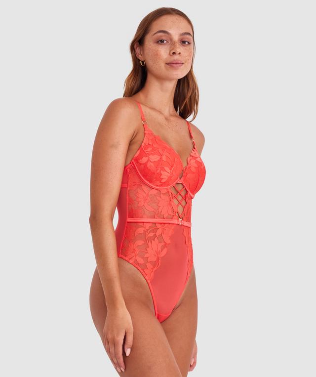 Ellie Contour Plunge Bodysuit - Light Red
