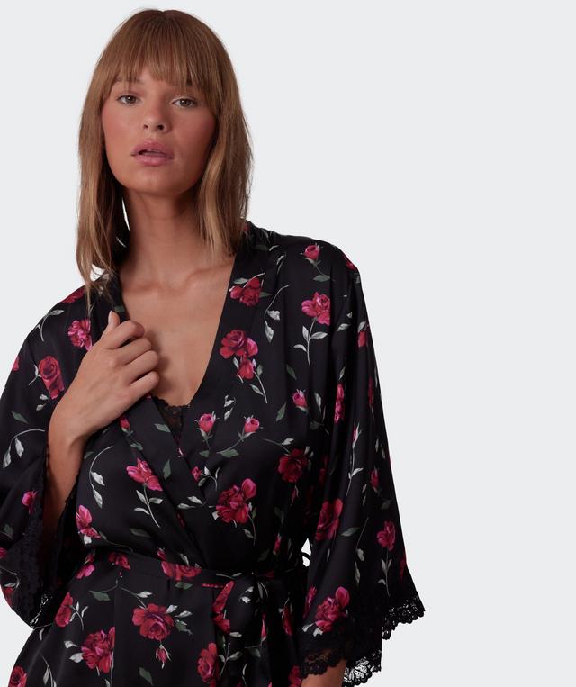Bethany Short Wrap - Print Floral/Black