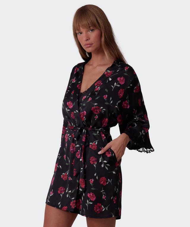 Bethany Short Wrap - Print Floral/Black
