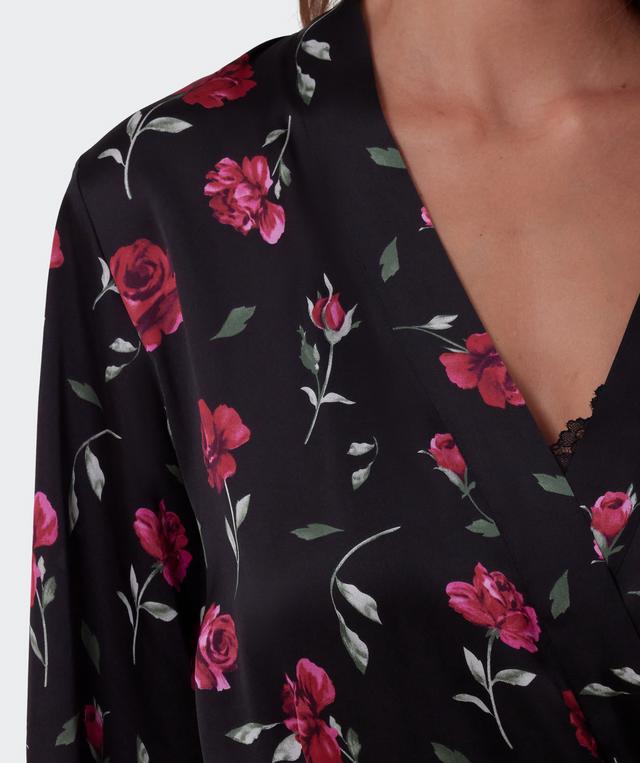 Bethany Short Wrap - Print Floral/Black