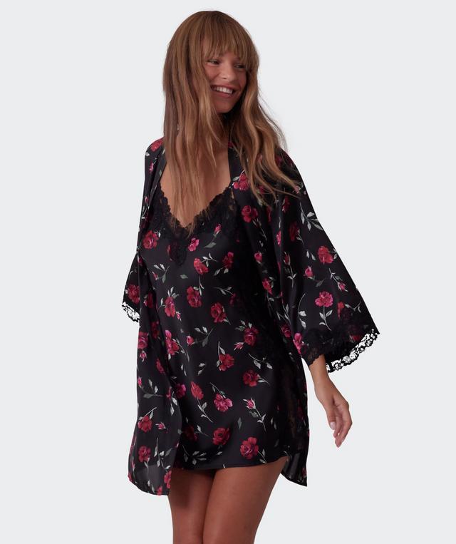 Bethany Short Wrap - Print Floral/Black