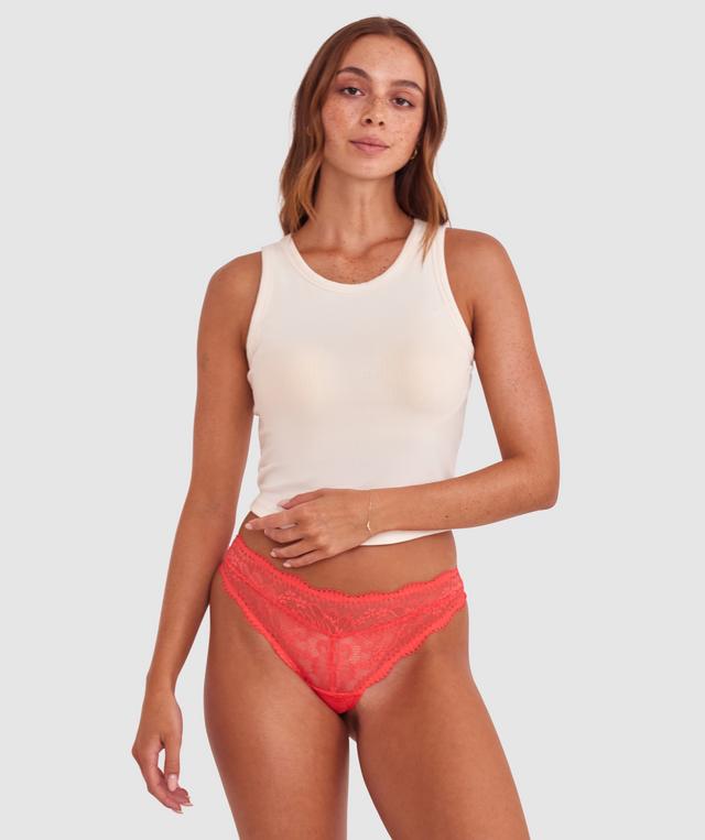 Sara High Leg G String - Light Red