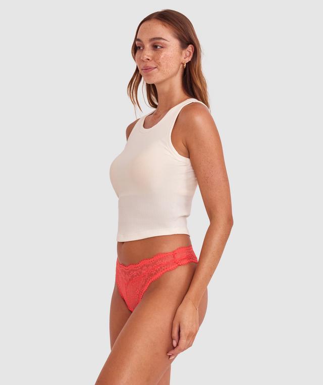 Sara High Leg G String - Light Red