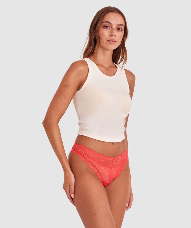 Sara High Leg G String - Light Red