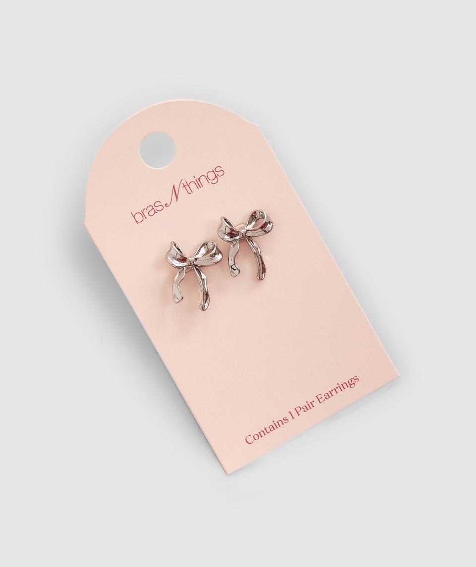 Bow Earrings-Silver