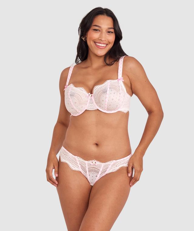 Lela Brazilian Knicker - Ivory/Light Pink