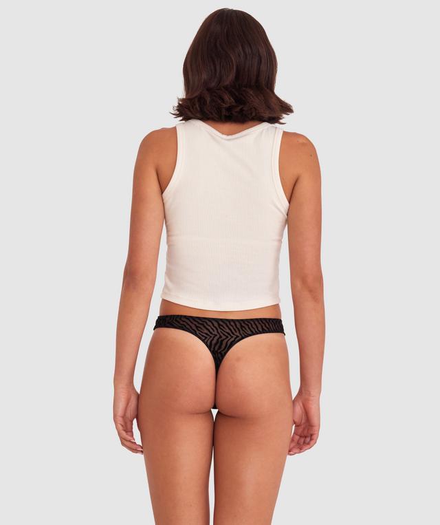 Kitty High Leg G String - Black/Print