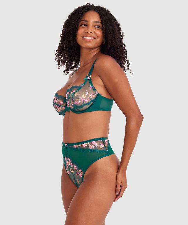 Enchanted Margaux High Waist G String - Dark Green/ Multicolour