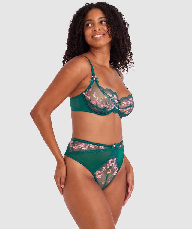 Enchanted Margaux High Waist G String - Dark Green/ Multicolour