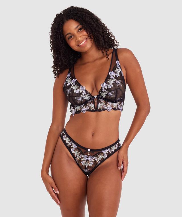 Enchanted All For You High Leg Brazilian Knicker - Black/ Light-Green