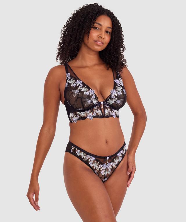 Enchanted All For You High Leg Brazilian Knicker - Black/ Light-Green