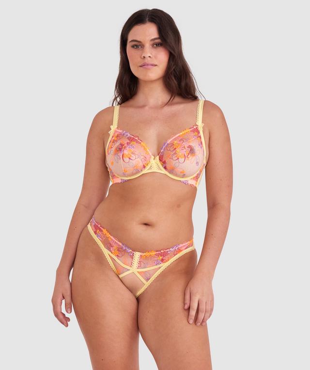 Enchanted Mi Amor High Leg Brazilian Knicker - Yellow/ Multicolour