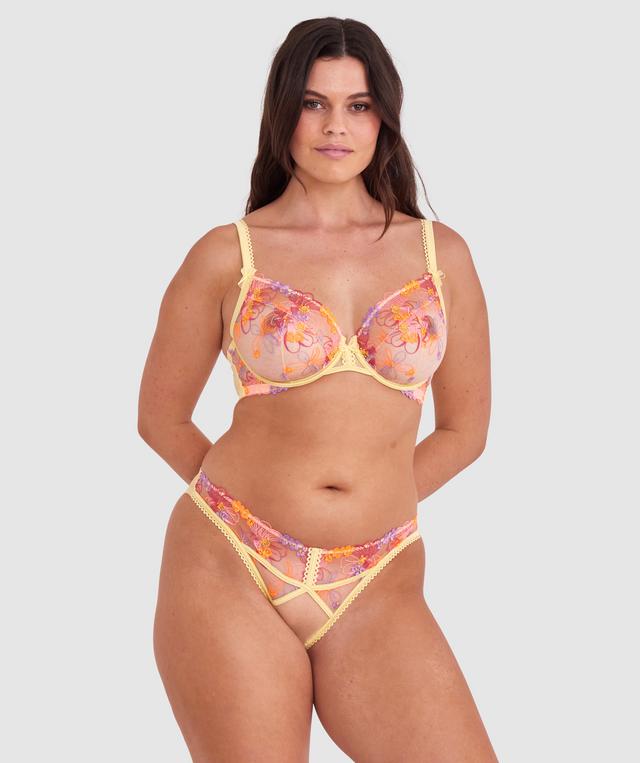 Enchanted Mi Amor High Leg Brazilian Knicker - Yellow/ Multicolour