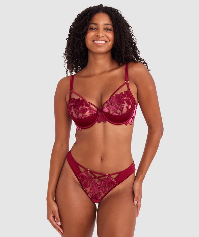 Vamp Wine & Dine High Leg G String - Berry