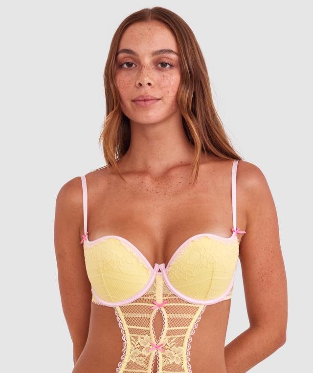 Night Games Juicy Push Up Balc Bodysuit - Light Yellow