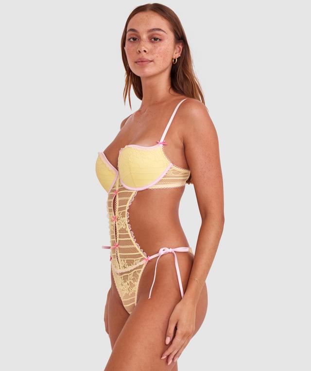Night Games Juicy Push Up Balc Bodysuit - Light Yellow