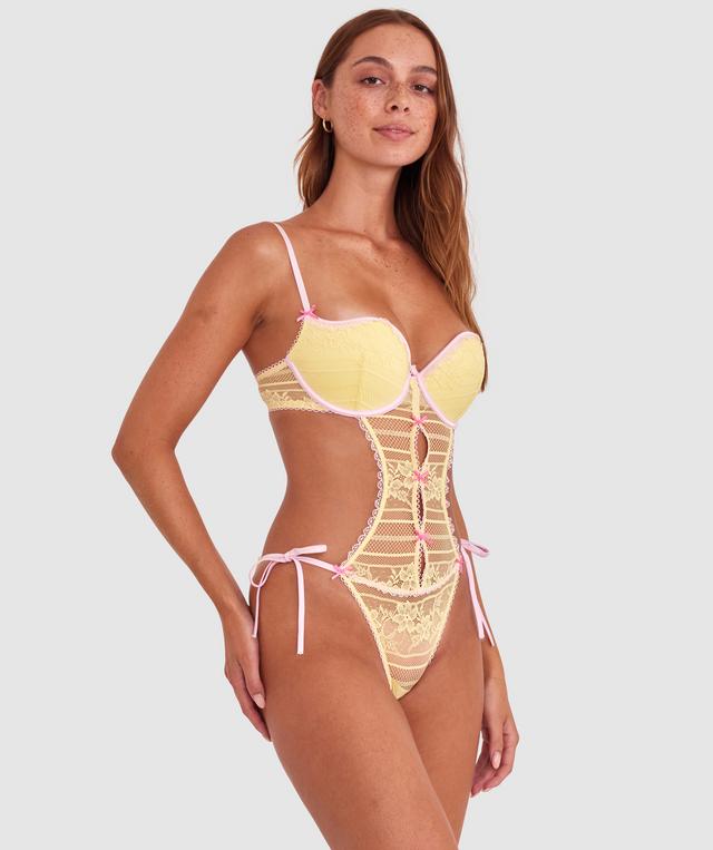 Night Games Juicy Push Up Balc Bodysuit - Light Yellow