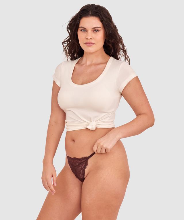 Sara High Leg String - Dark Brown