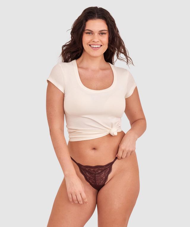 Sara High Leg String - Dark Brown