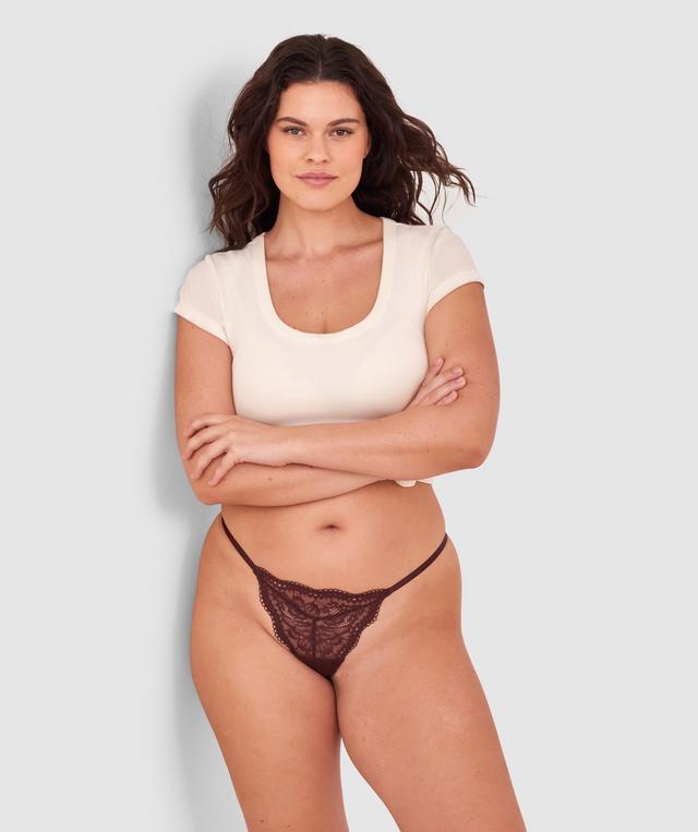 Sara High Leg String - Dark Brown