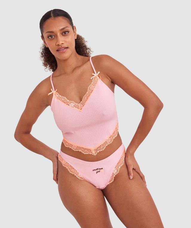 Indy High Leg G String - Pink/Light Orange