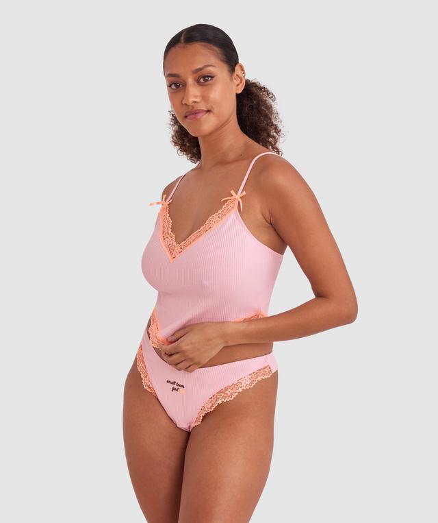 Indy High Leg G String - Pink/Light Orange
