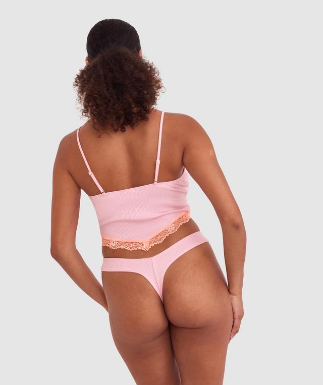 Indy High Leg G String - Pink/Light Orange