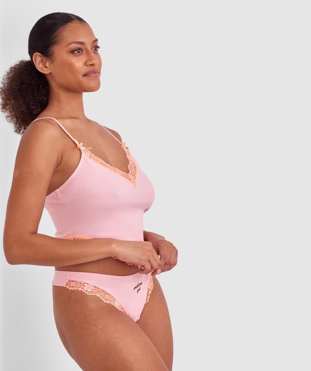 Indy High Leg G String - Pink/Light Orange