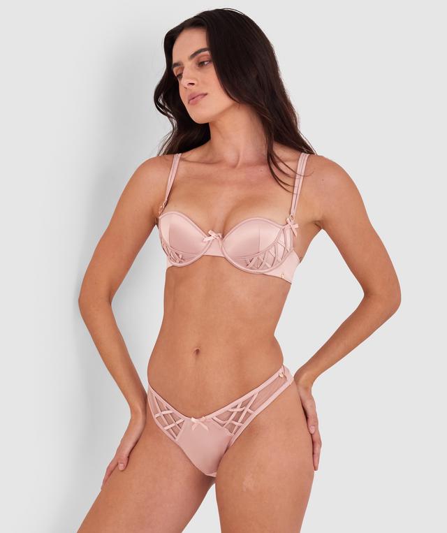 Vamp Bittersweet High Leg Brazilian Knicker - Blush Pink