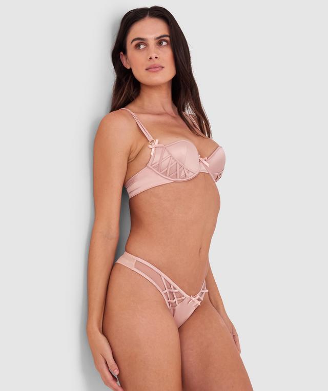 Vamp Bittersweet High Leg Brazilian Knicker - Blush Pink