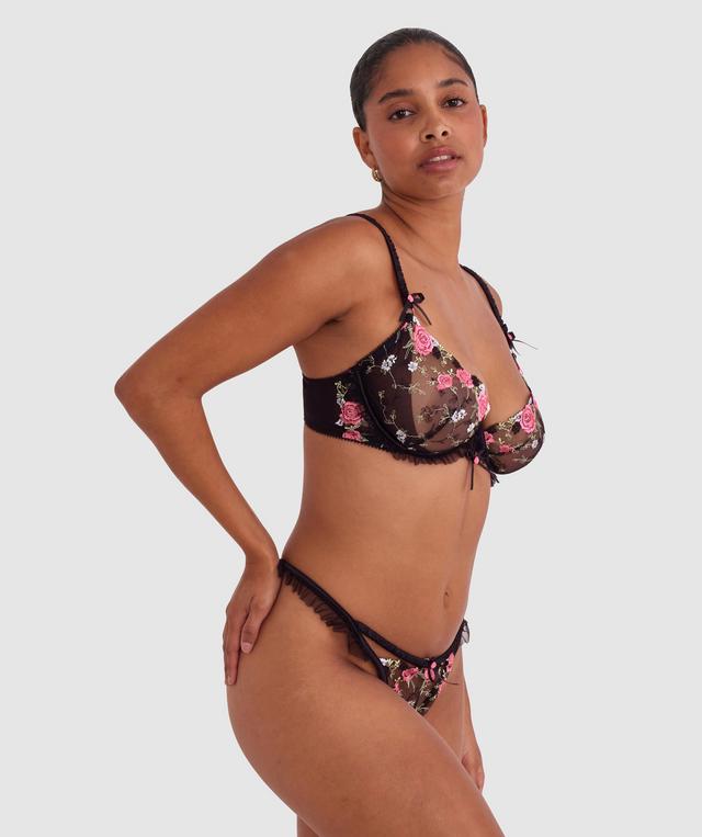Enchanted True Love High Leg String - Black/Multicolour