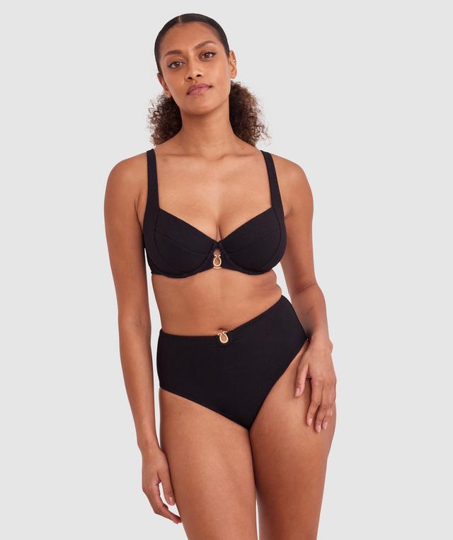 Cassie High Waist Bikini Bottom - Black