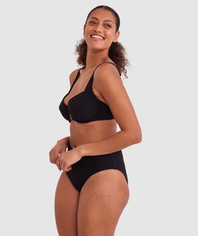 Cassie High Waist Bikini Bottom - Black